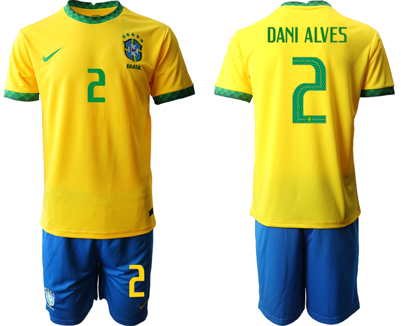 Men 2020-2021 Season National team Brazil home yellow #2 Soccer Jersey->brazil jersey->Soccer Country Jersey